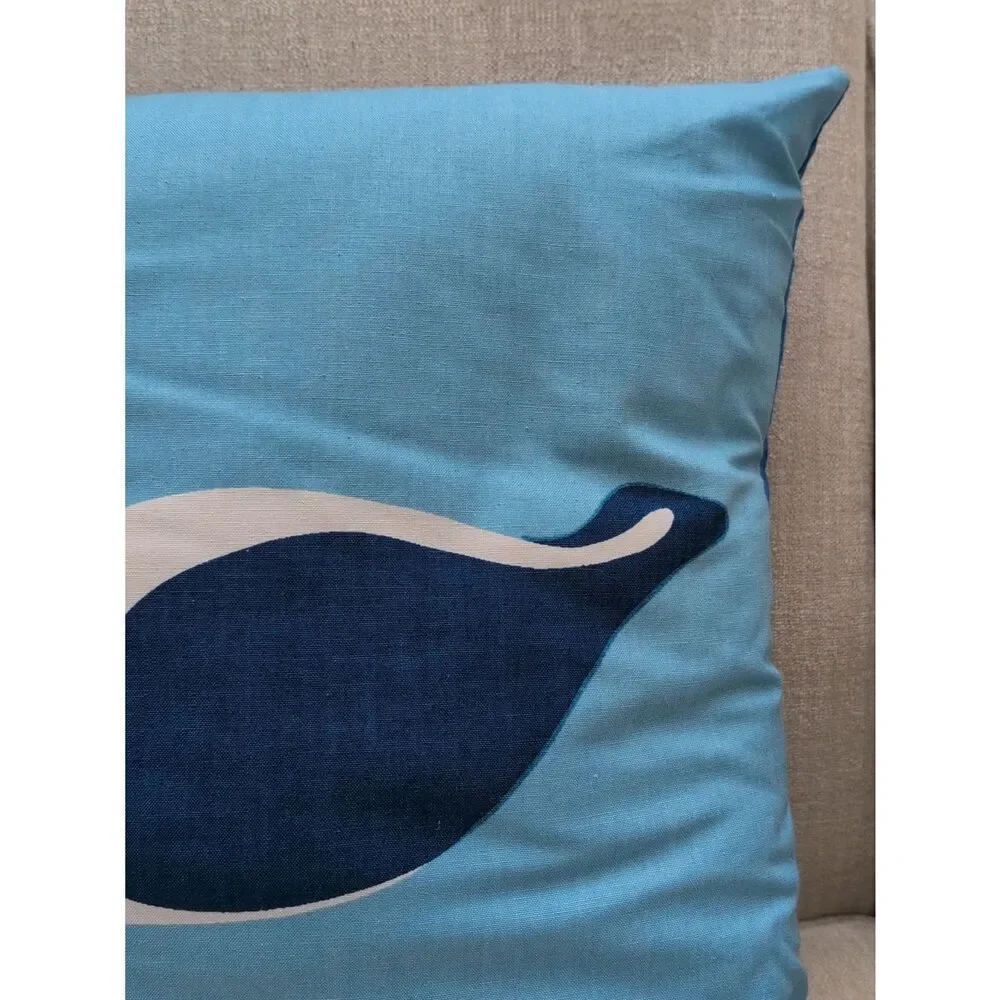 Handmade Blue Duck Graphic Throw Pillow